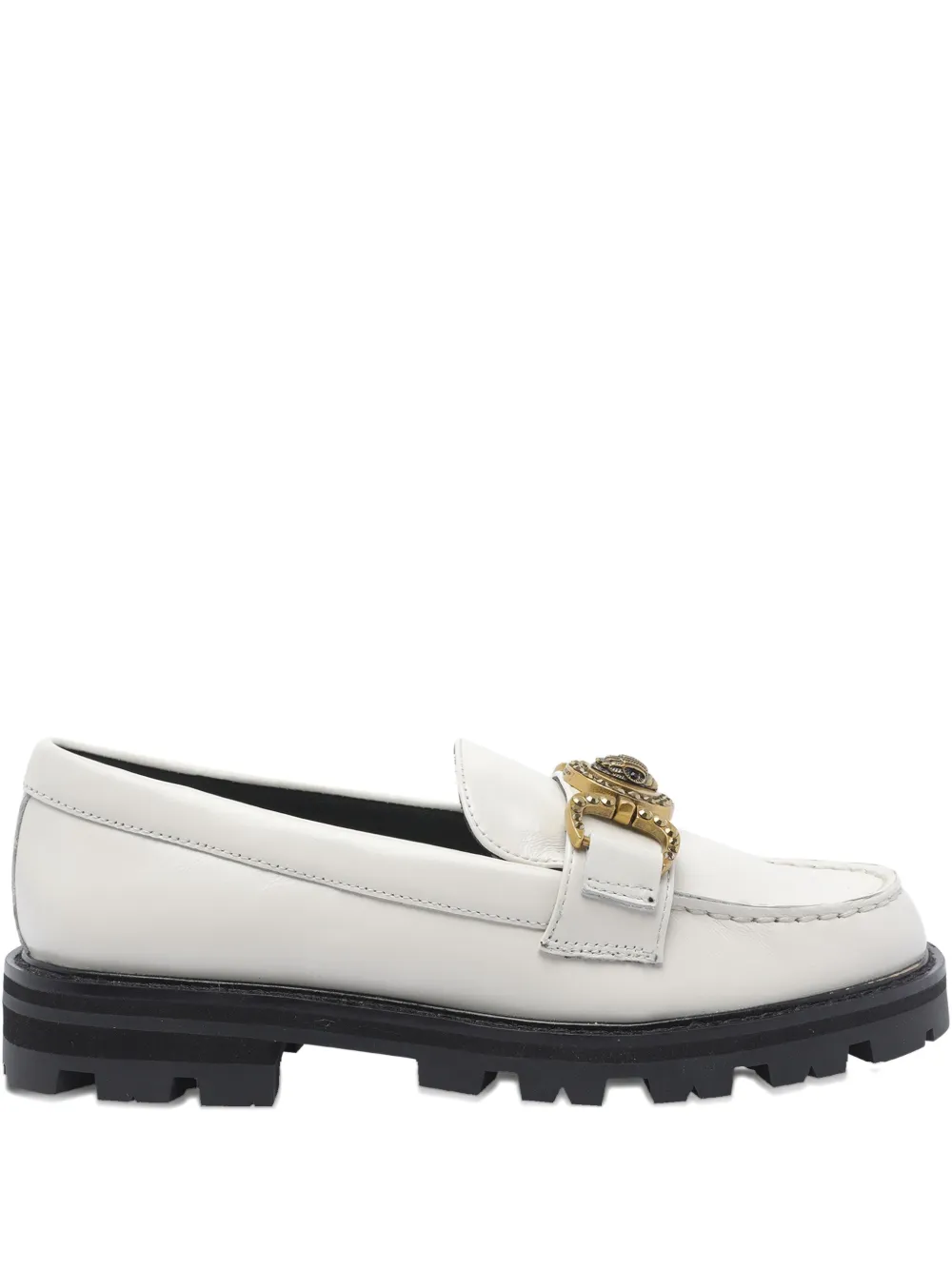 Kurt Geiger Embellished Round-toe Loafers In White