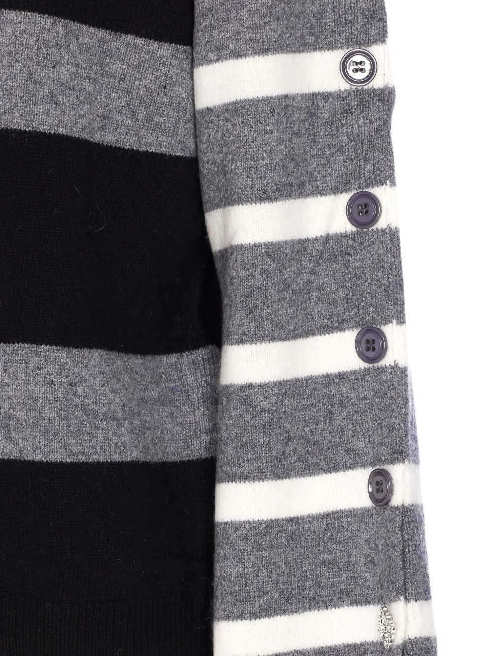 Liu •jo Striped Button-cuff Sweater In Black