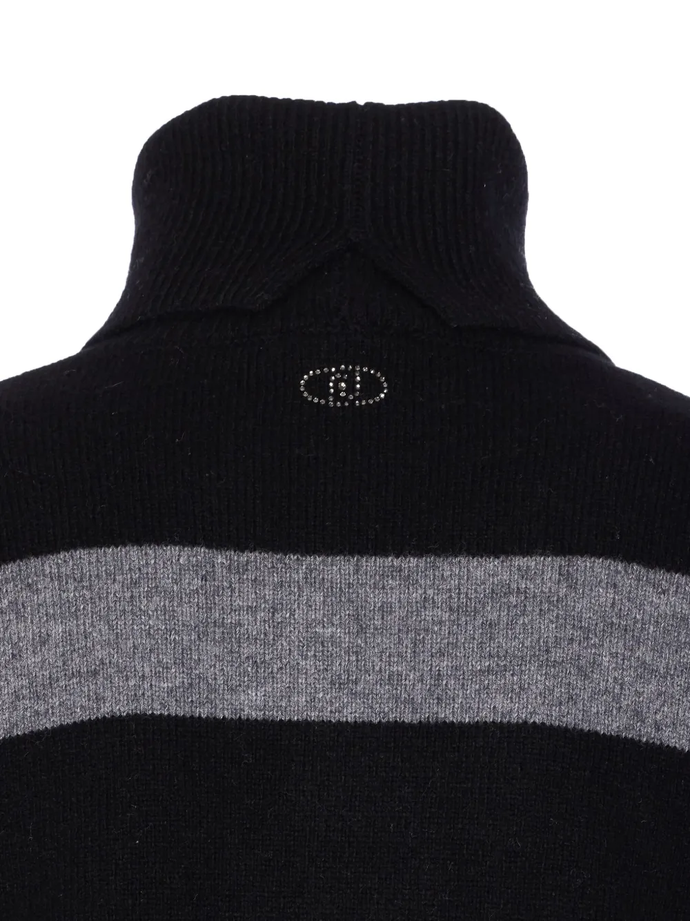 Liu •jo Striped Button-cuff Sweater In Black