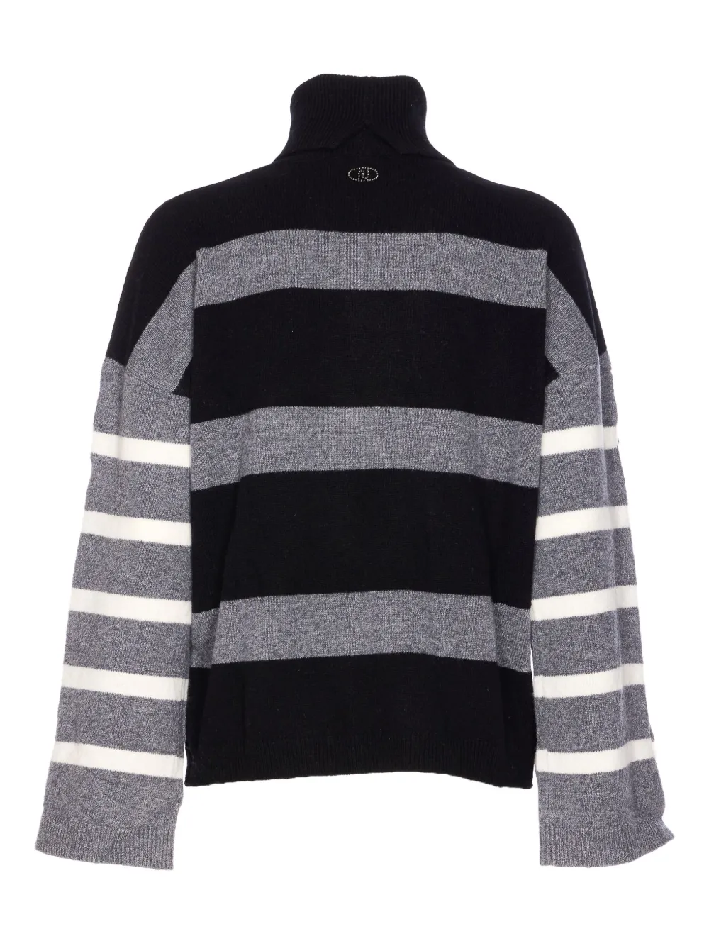 Liu •jo Striped Button-cuff Sweater In Black