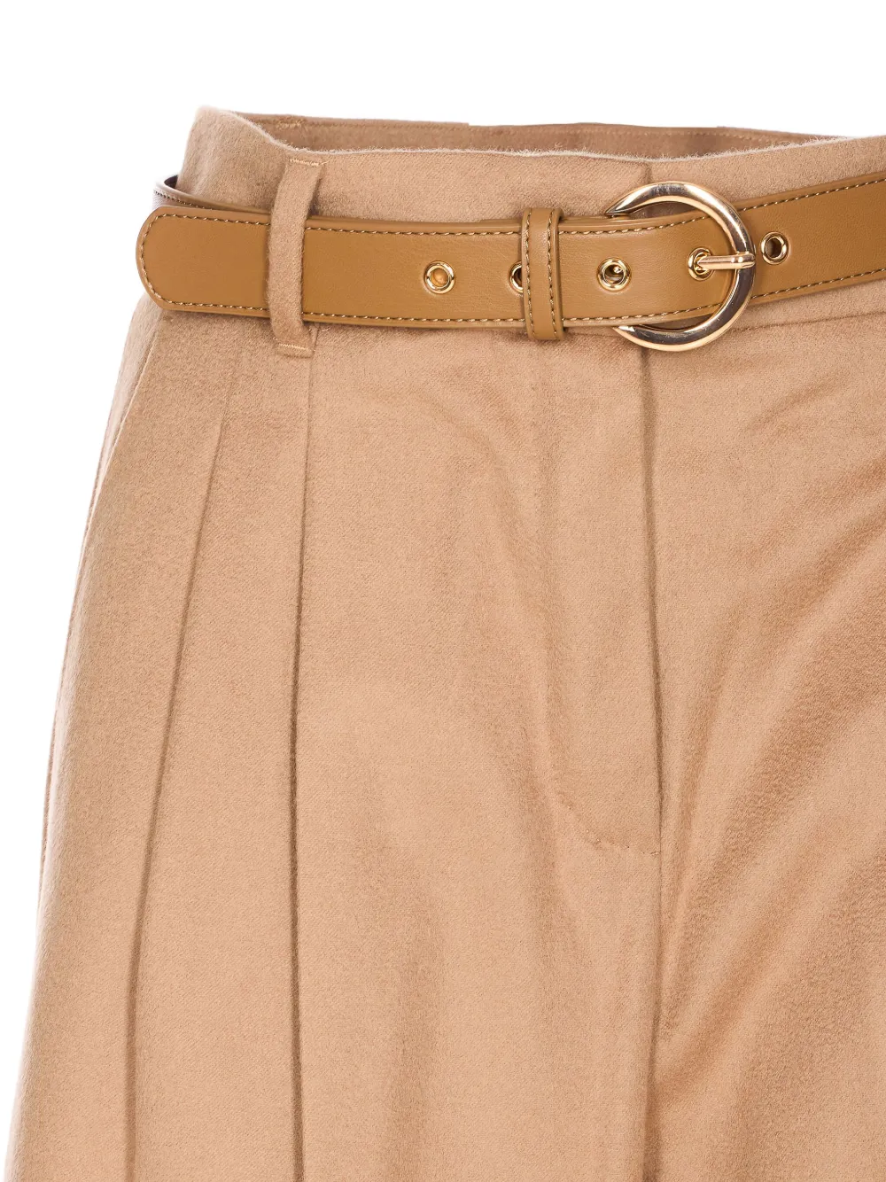 Max Mara Pleated Belted Trousers In Brown