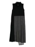 Y's denim combination high neck dress - Black