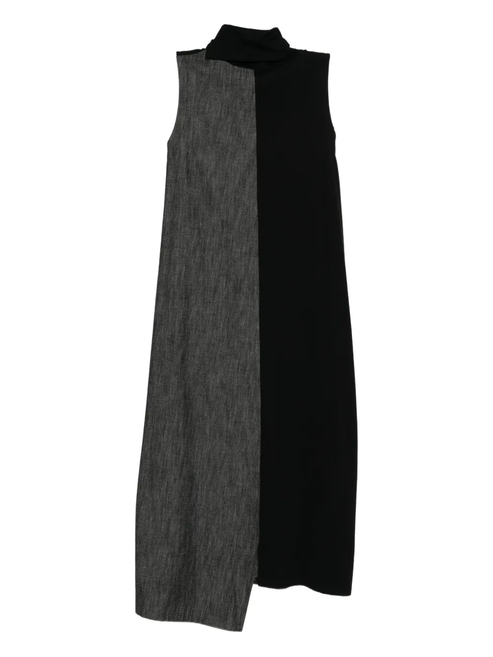 Y's Denim jurk met hoge hals - Zwart