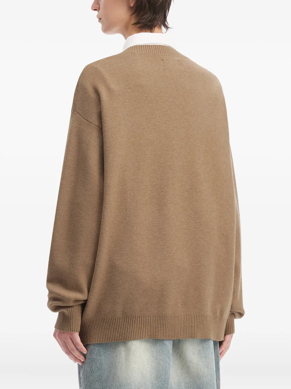 Izzue Bear-logo Patch Pocket Cardigan In Brown