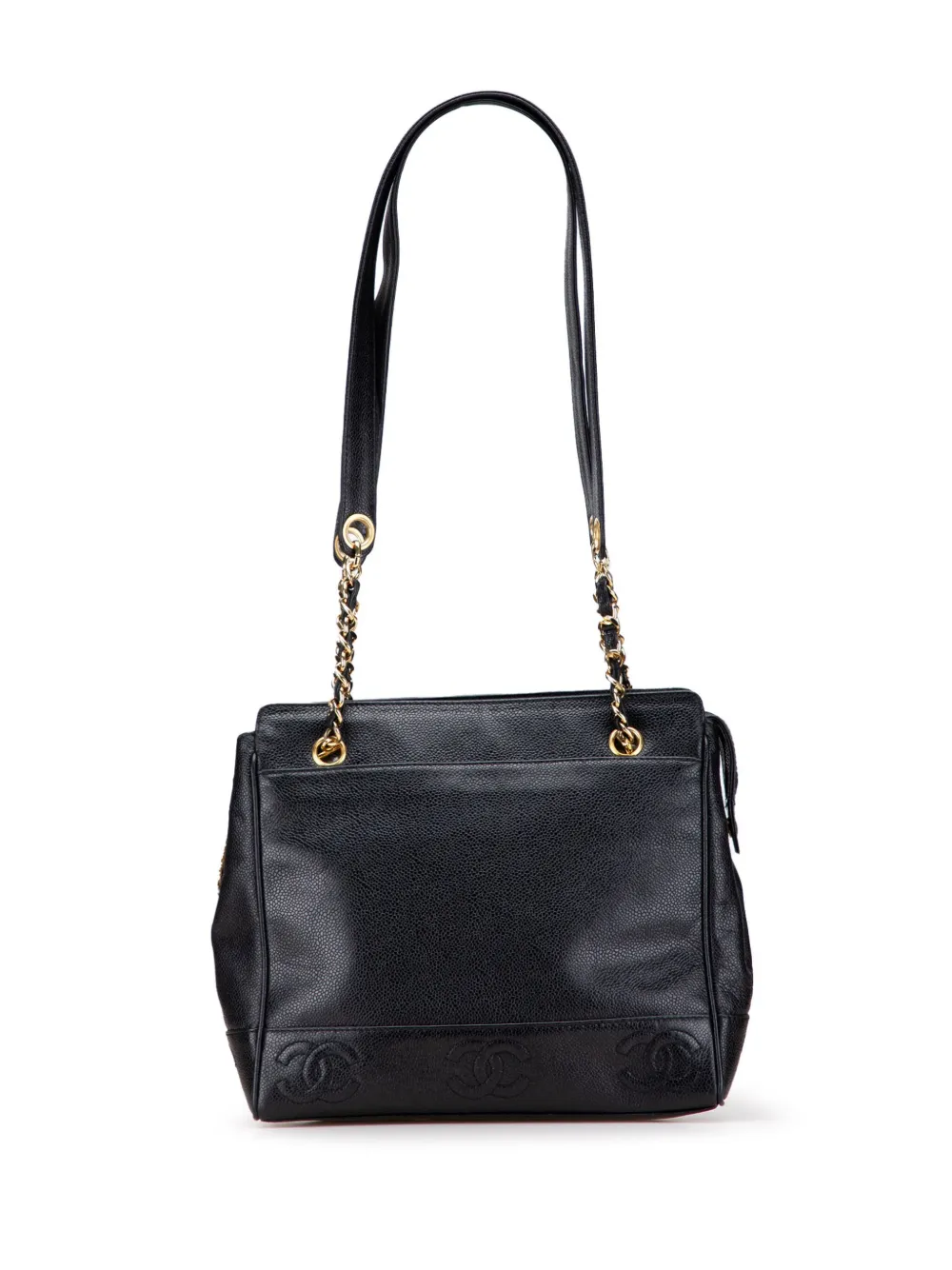 CHANEL Pre-Owned 1996-1997 トリプル ココマーク キャビア ショルダーバッグ - ブラック CHANEL Pre-Owned 1996-1997 トリプル ココマーク キャビア ショルダーバッグ - ブラック