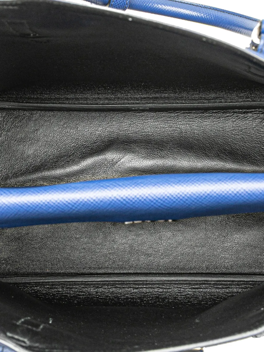 Pre-owned Prada 2013-2025 Medium Saffiano Cuir Double Satchel In Blue