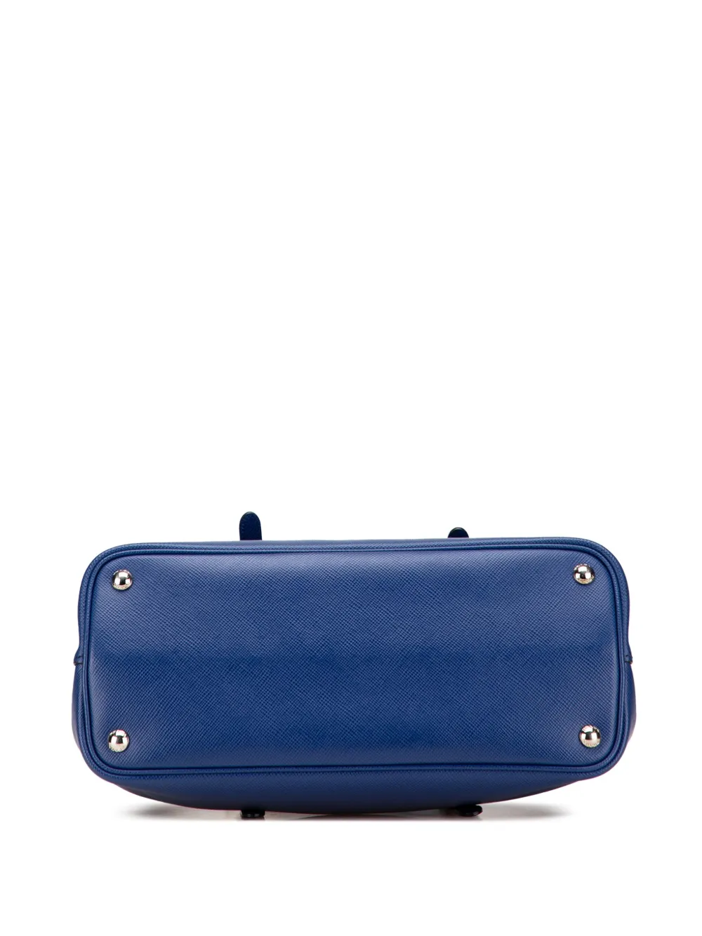 Pre-owned Prada 2013-2025 Medium Saffiano Cuir Double Satchel In Blue