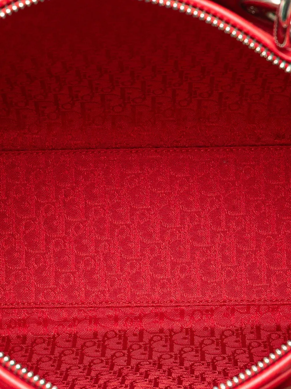 Pre-owned Dior 2010 Large Lambskin Cannage Lady Satchel In Red