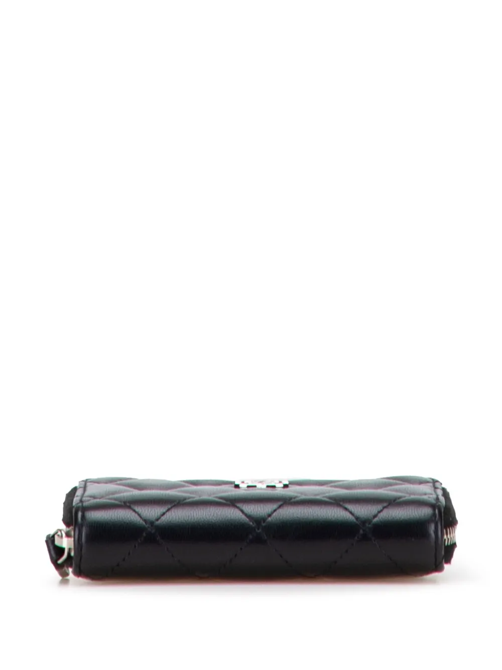 Pre-owned Chanel 2021 Cc Quilted Lambskin Coin Pouch In Black