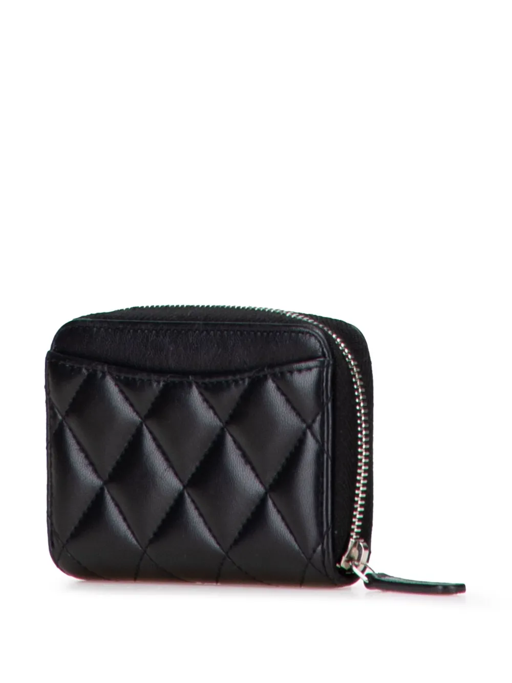 Pre-owned Chanel 2021 Cc Quilted Lambskin Coin Pouch In Black