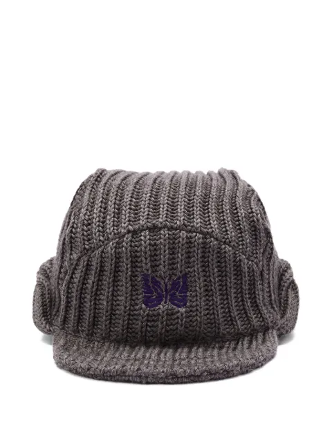 Needles ribbed-knit butterfly beanie