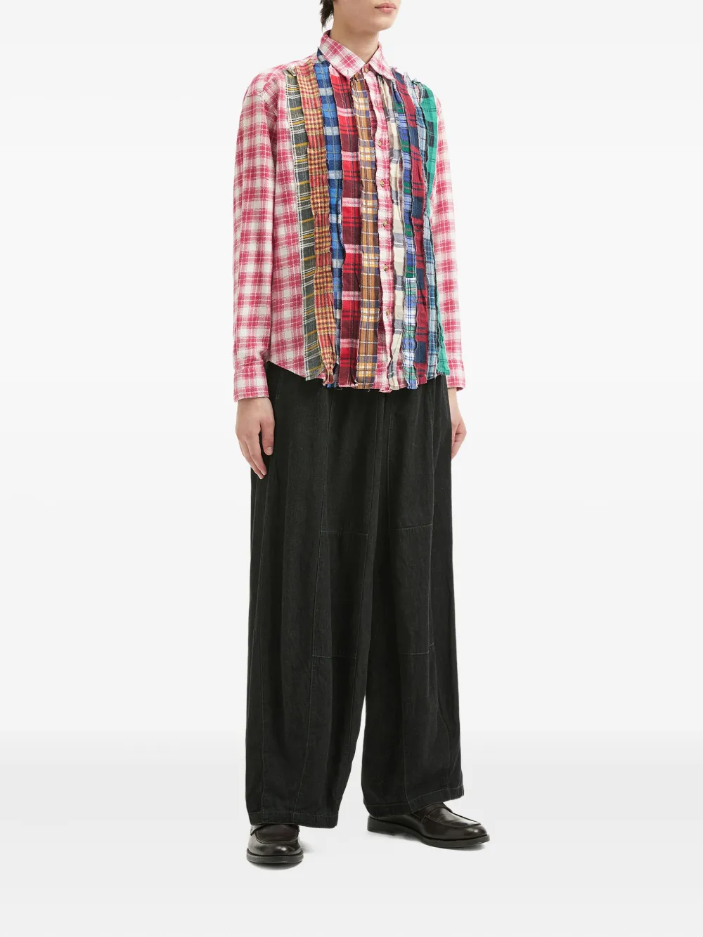 Needles patchwork frayed shirt - Rood