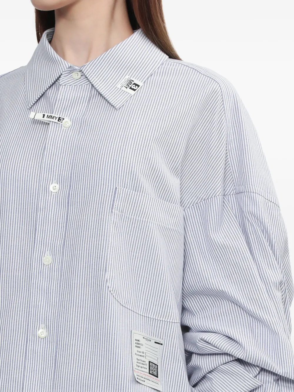 Miharayasuhiro Striped Double-cuffed Shirt In Blue