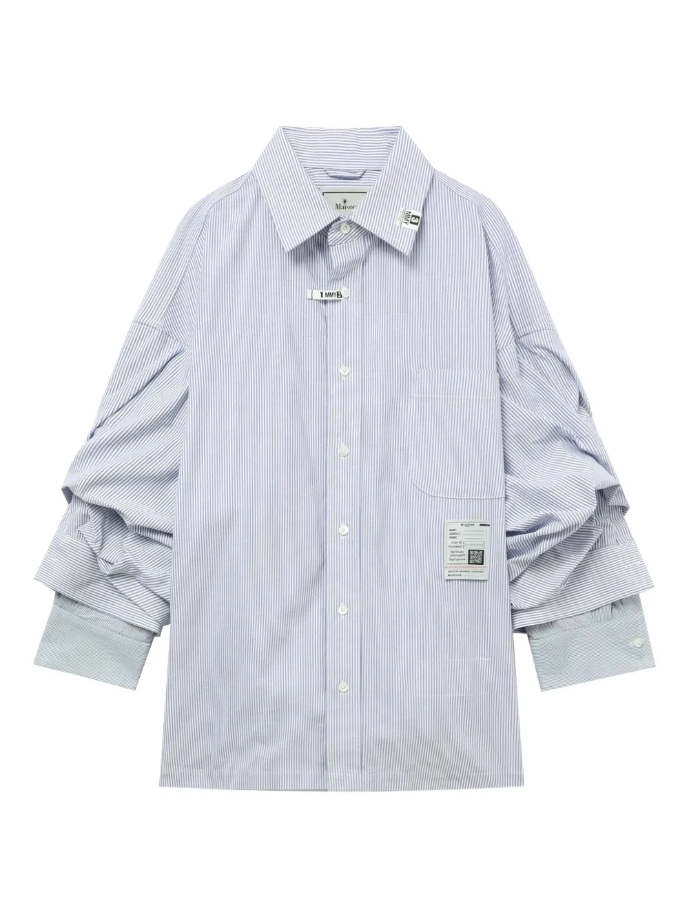 Maison MIHARA YASUHIRO striped double-cuffed shirt - ブルー Maison MIHARA YASUHIRO striped double-cuffed shirt - ブルー