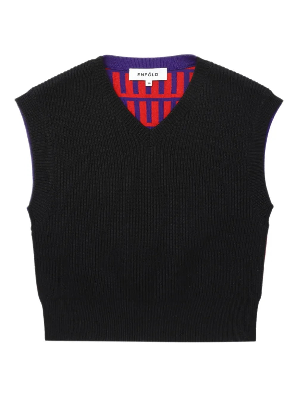 Enföld Ribbed-knit V-neck Vest In Black
