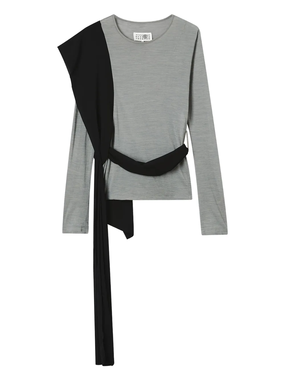 MM6 Maison Margiela draped-panel long-sleeved top | Grey | Image 1