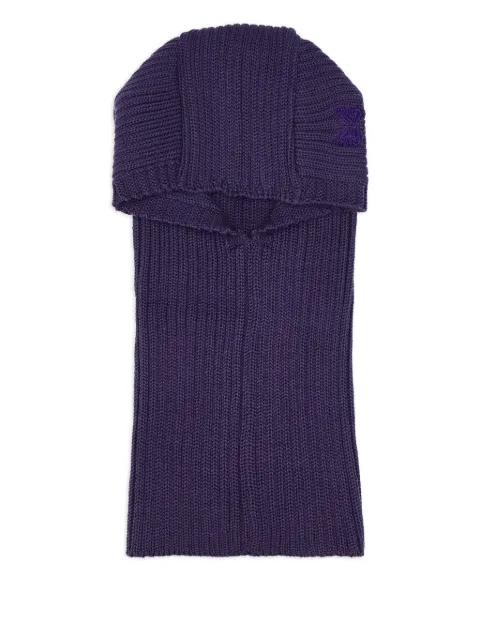 Needles embroidered ribbed wool balaclavas