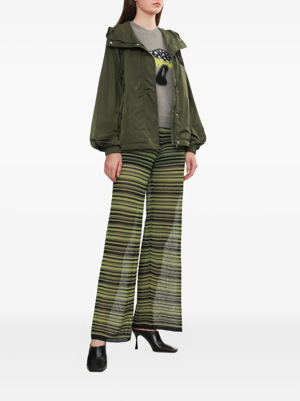 GANNI striped-pattern trousers - Zwart