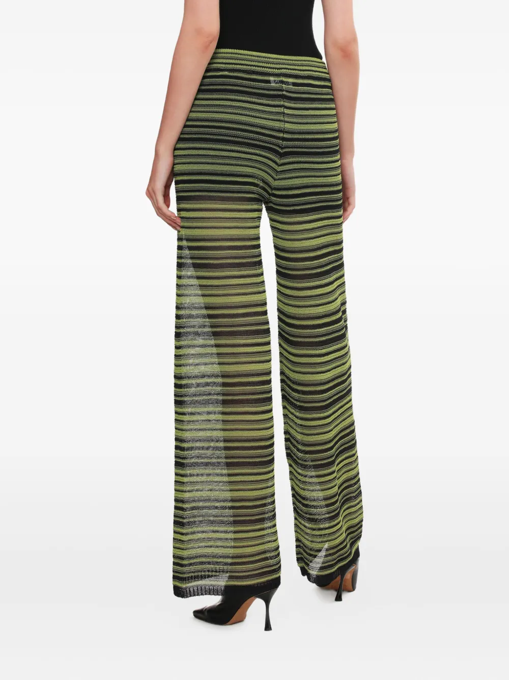 Ganni Striped-pattern Trousers In Green
