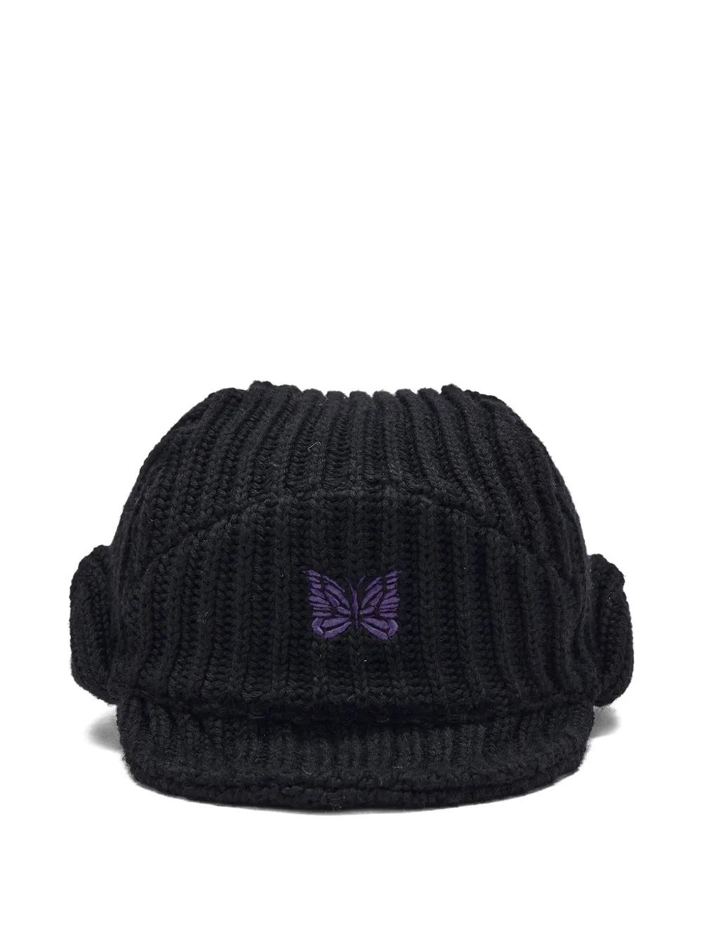Needles ribbed butterfly beret - Zwart
