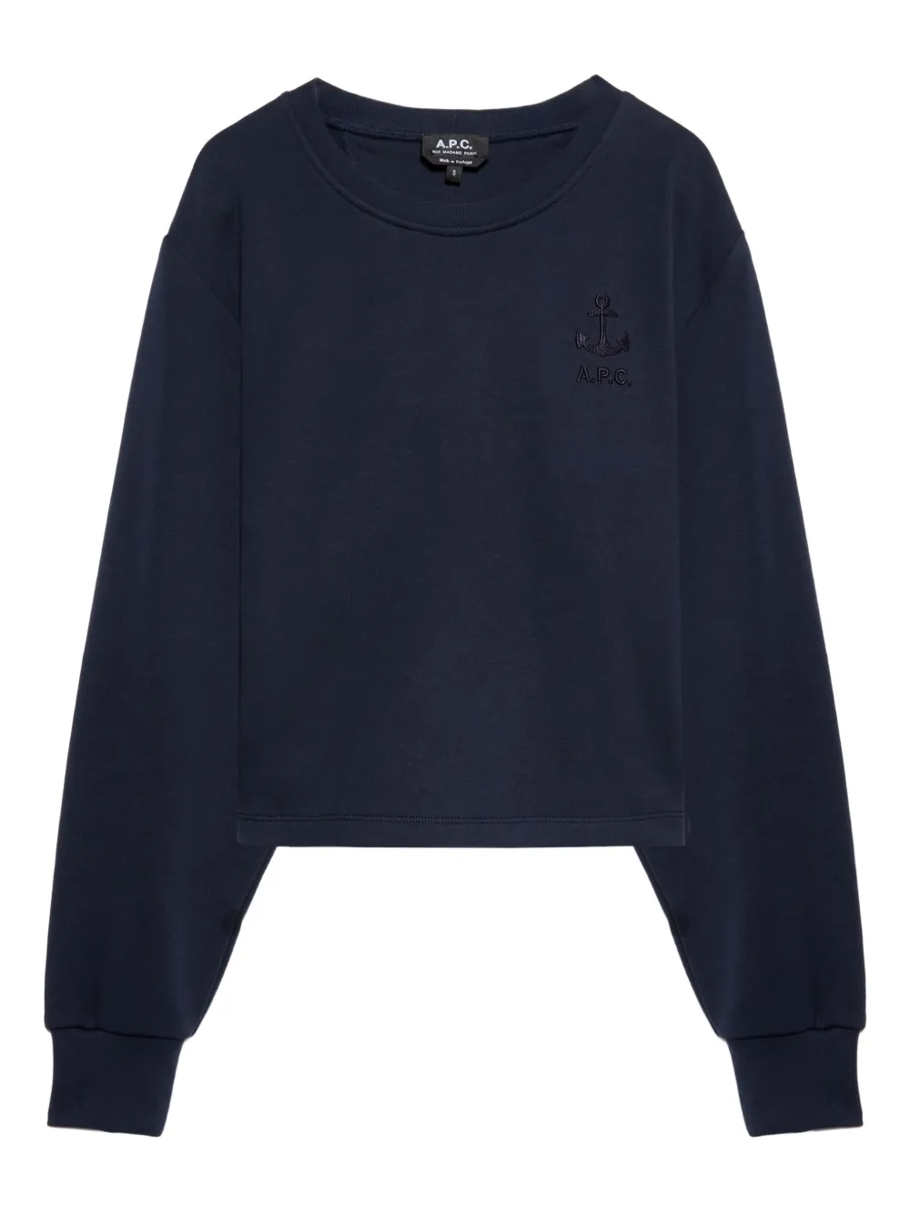 A.P.C. anchor-embroidered cropped sweatshirt | Blue | Image 1
