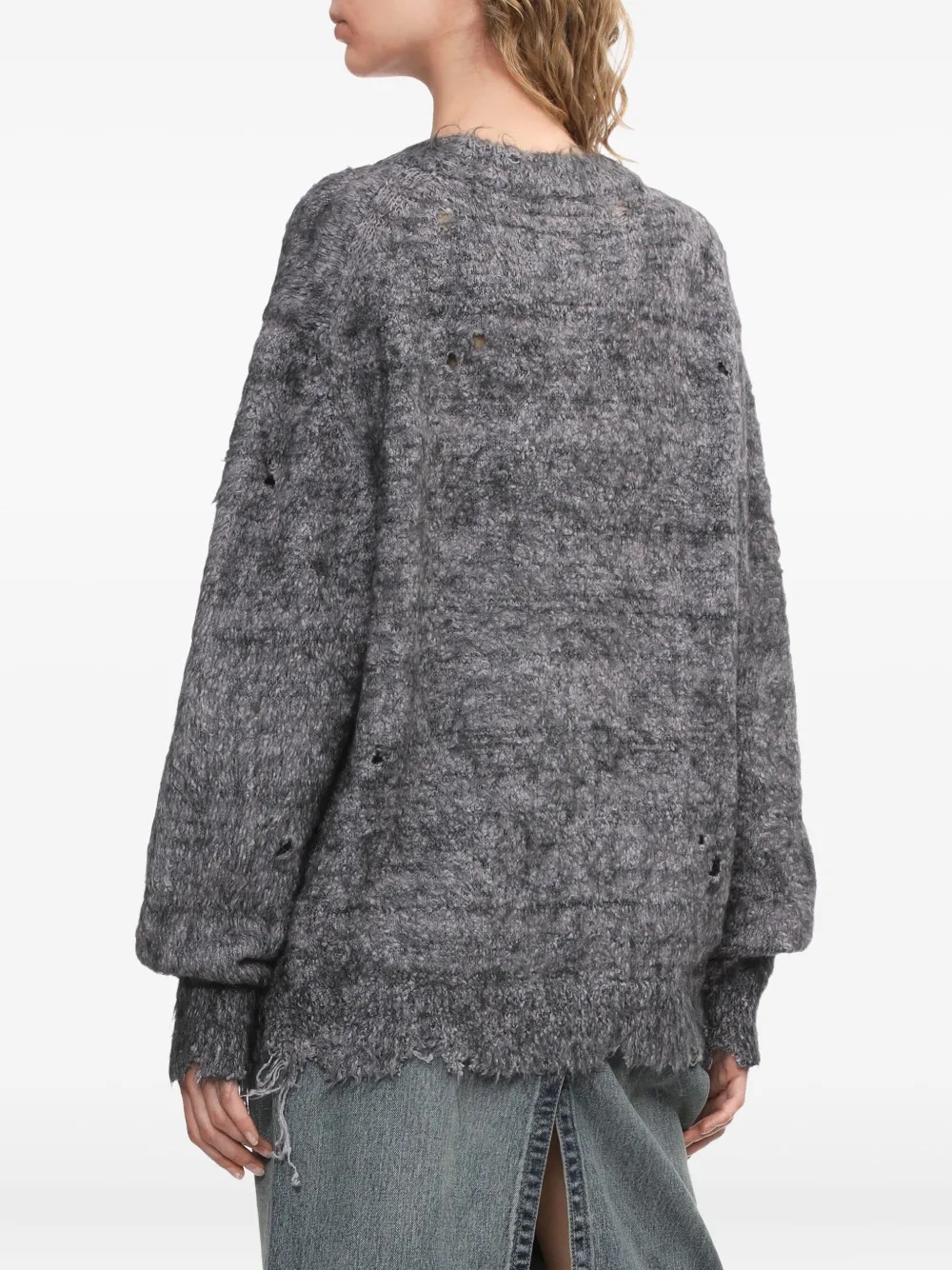 Maison MIHARA YASUHIRO Gerafelde gebreide trui Paars