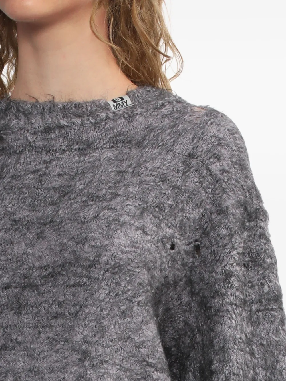 Maison MIHARA YASUHIRO Gerafelde gebreide trui Paars