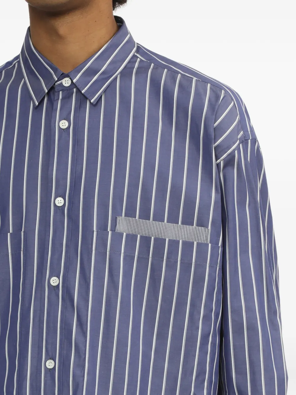 Comme des Garçons Homme Gestreept overhemd met zak Blauw