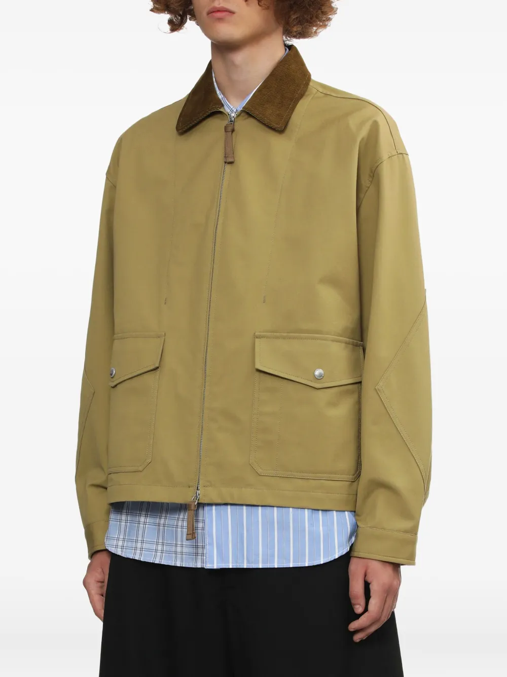 Comme Des Garçons Homme Deux Corduroy-collar Flap-pocket Jacket In Nude