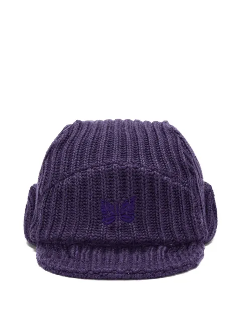 Needles ribbed-knit butterfly-motif hat