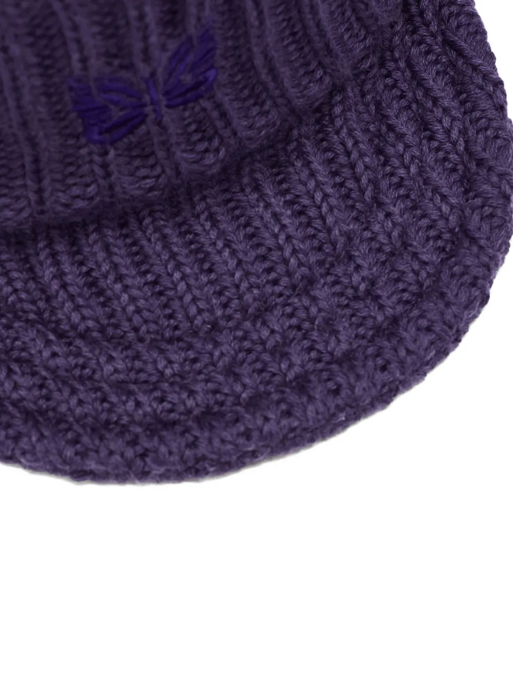 Needles Ribbed-knit Butterfly-motif Hat In Purple