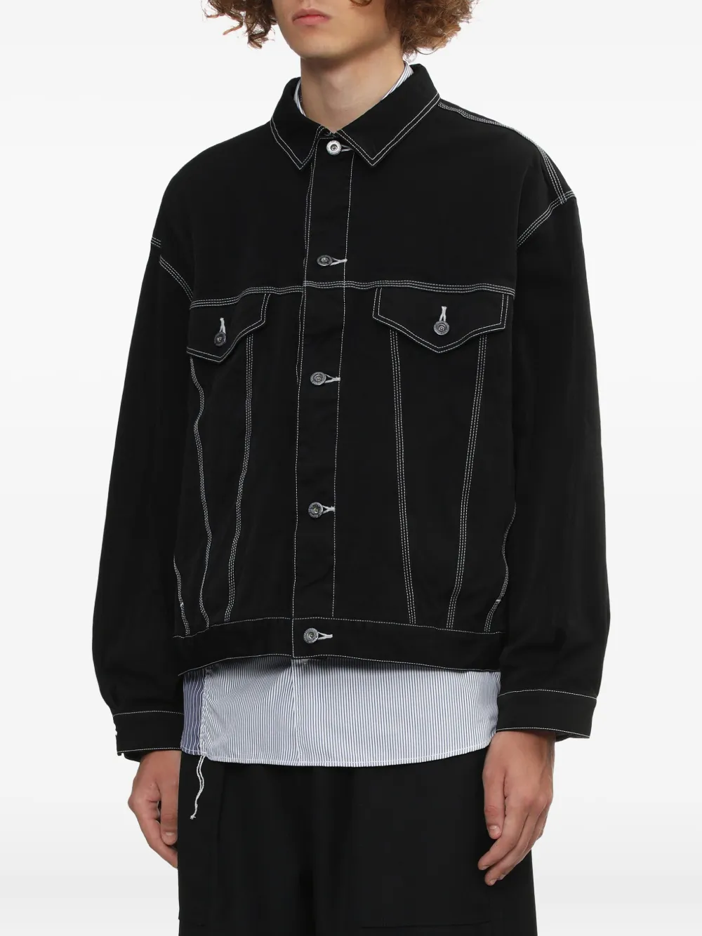 Comme Des Garçons Homme Deux Contrast-stitching Denim Jacket In Black