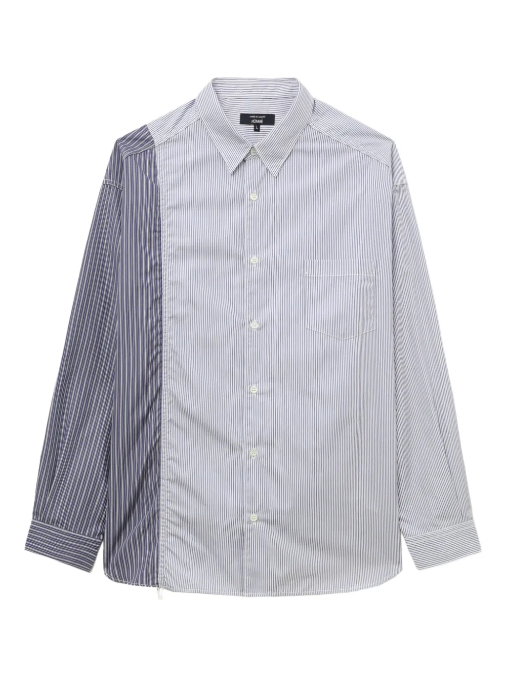 Comme Des Garçons Homme Deux Striped Panelled Shirt In Blue