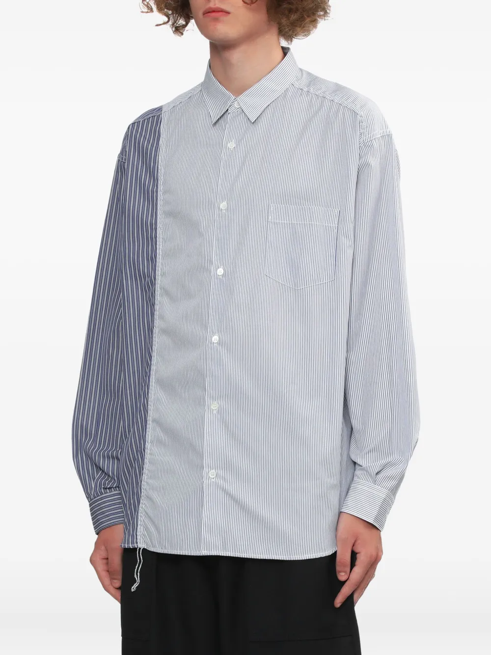 Comme Des Garçons Homme Deux Striped Panelled Shirt In Blue