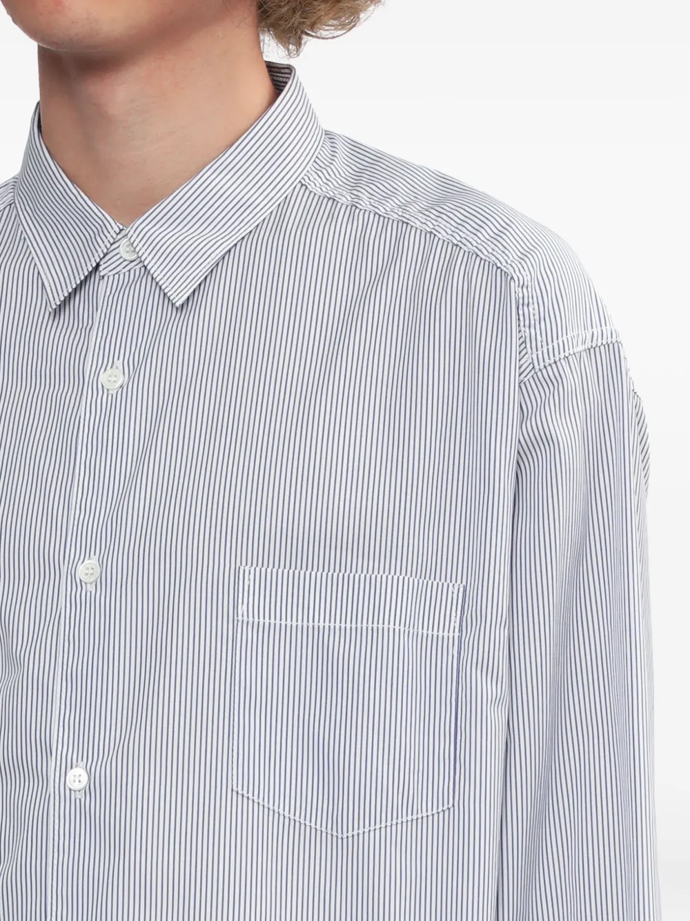 Comme Des Garçons Homme Deux Striped Panelled Shirt In Blue