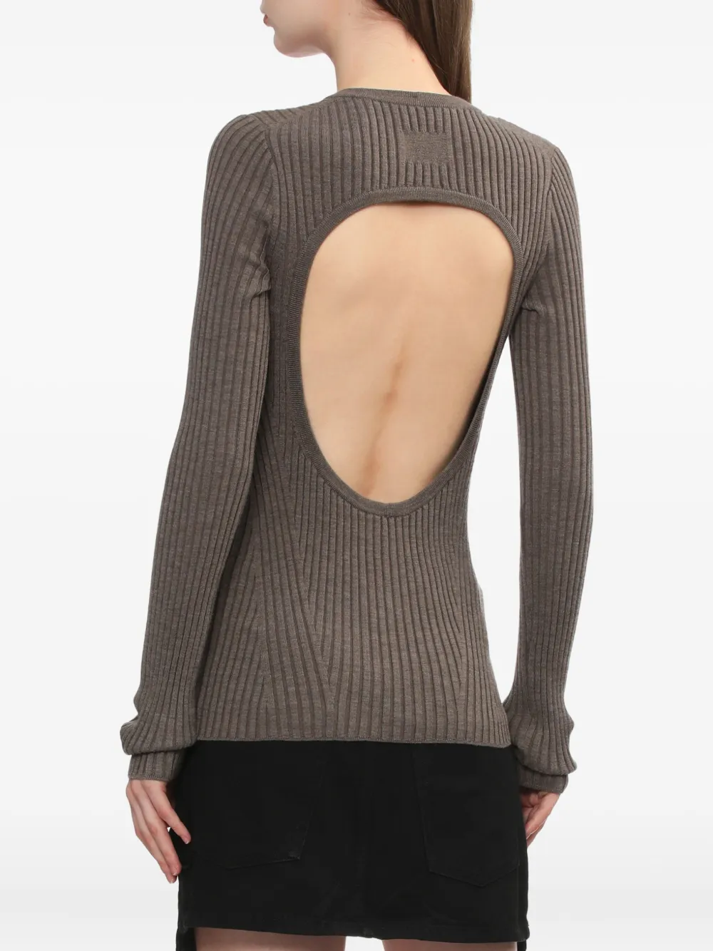 Helmut Lang Ribbed Open-back Top In Brown