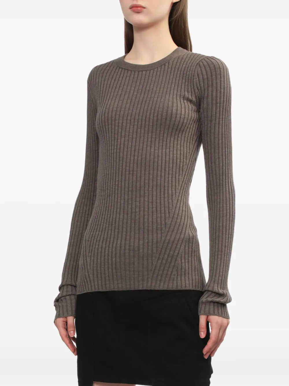 Helmut Lang Ribbed Open-back Top In Brown