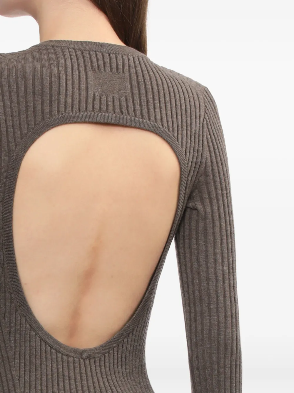 Helmut Lang Ribbed Open-back Top In Brown