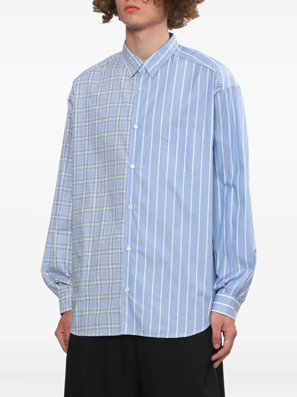 Comme des Garçons Homme Gestreept geruit overhemd Blauw