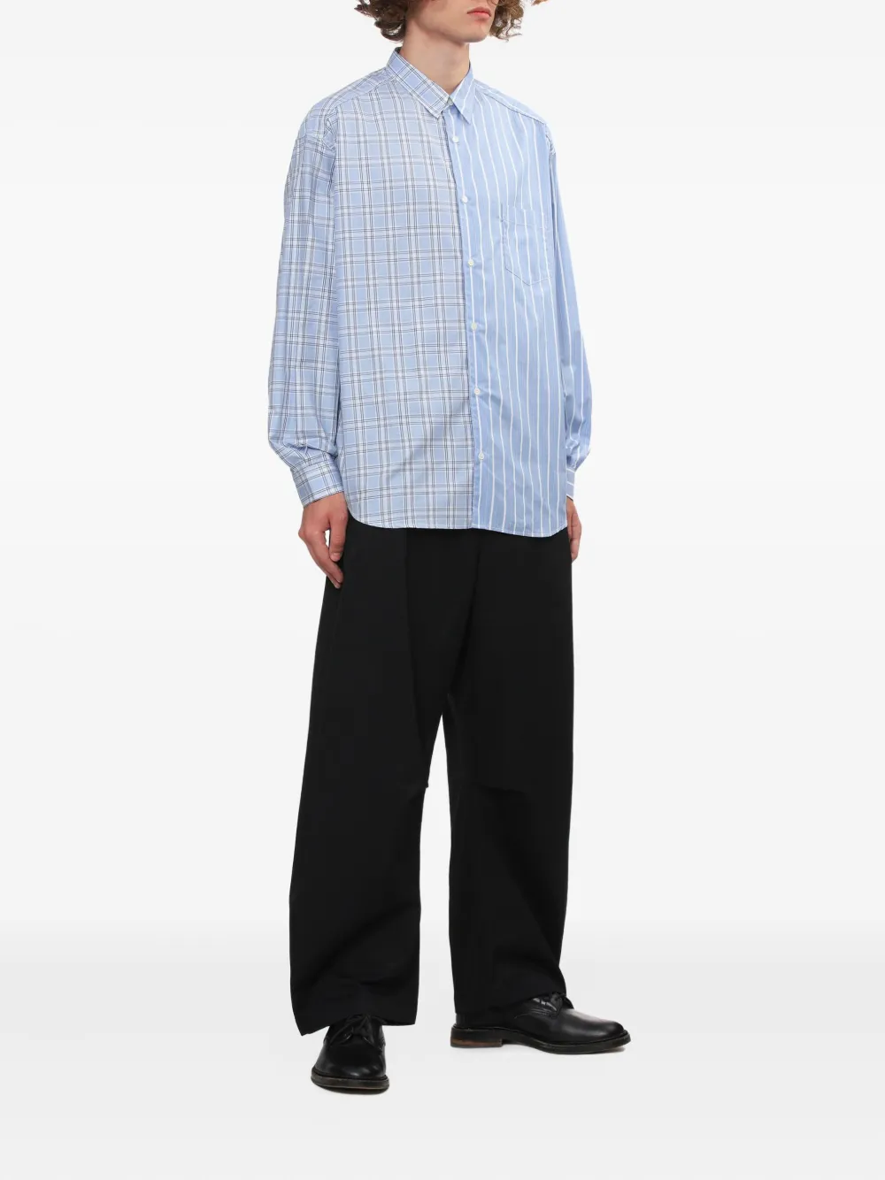 Comme des Garçons Homme Gestreept geruit overhemd - Blauw
