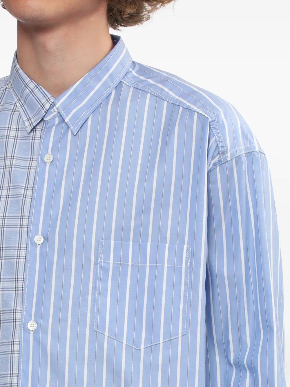 Comme des Garçons Homme Gestreept geruit overhemd Blauw