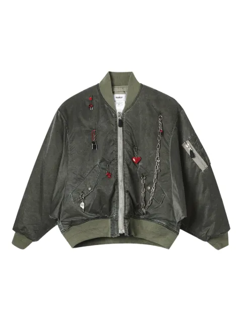 Doublet chain-embellished bomber jacket