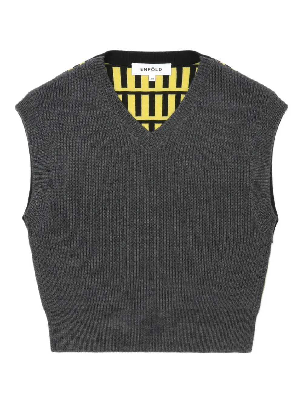 Enföld ribbed V-neck sleeveless vest - グレー Enföld ribbed V-neck sleeveless vest - グレー