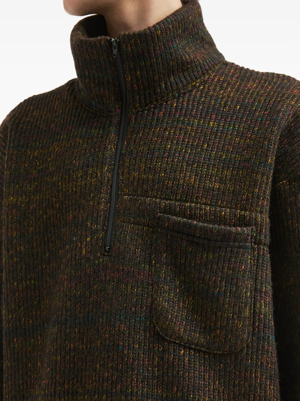 Engineered Garments Half-zip Ribbed Sweater In Green