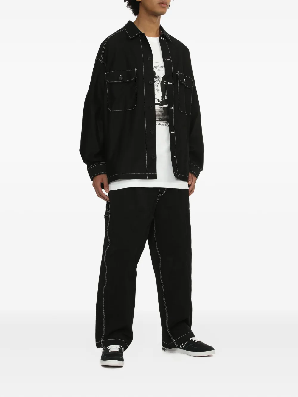 Comme des Garçons Homme contrast-stitching trousers - Zwart