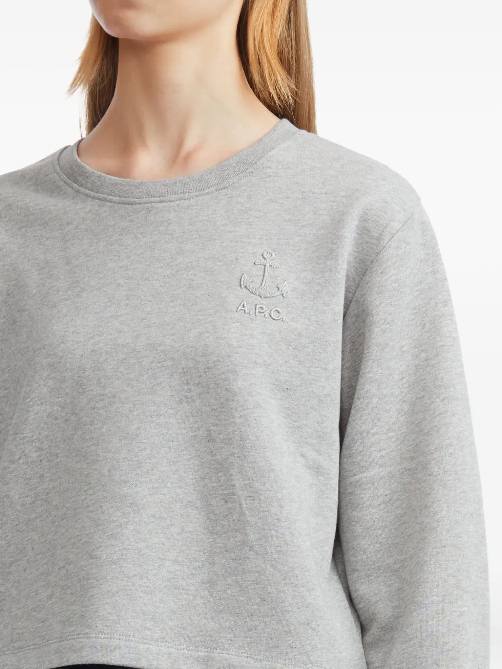 Apc Anchor-embroidered Sweatshirt In Gray