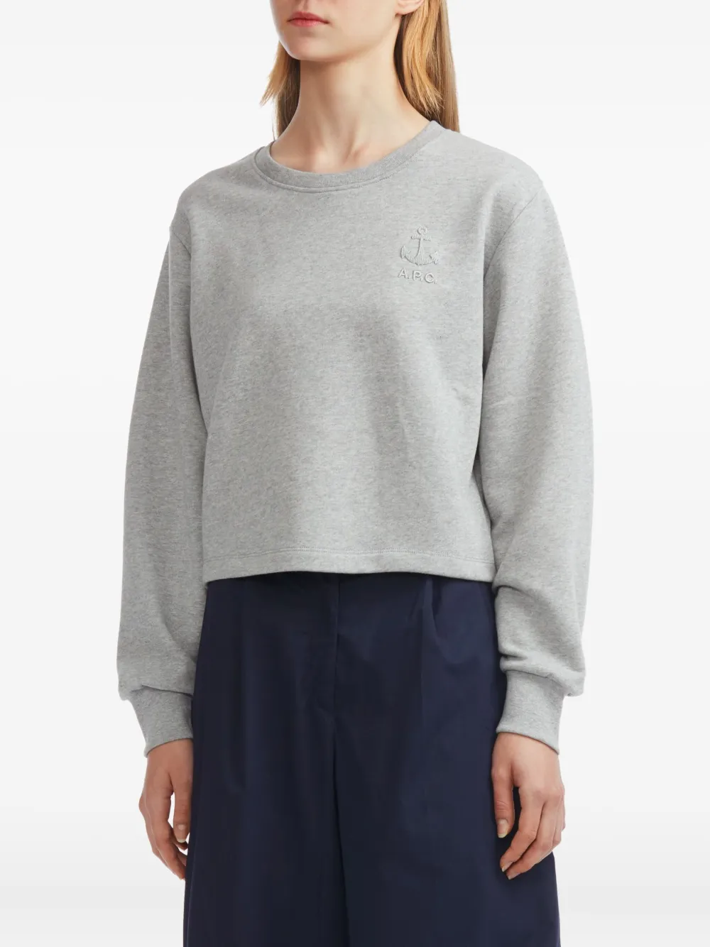 Apc Anchor-embroidered Sweatshirt In Gray