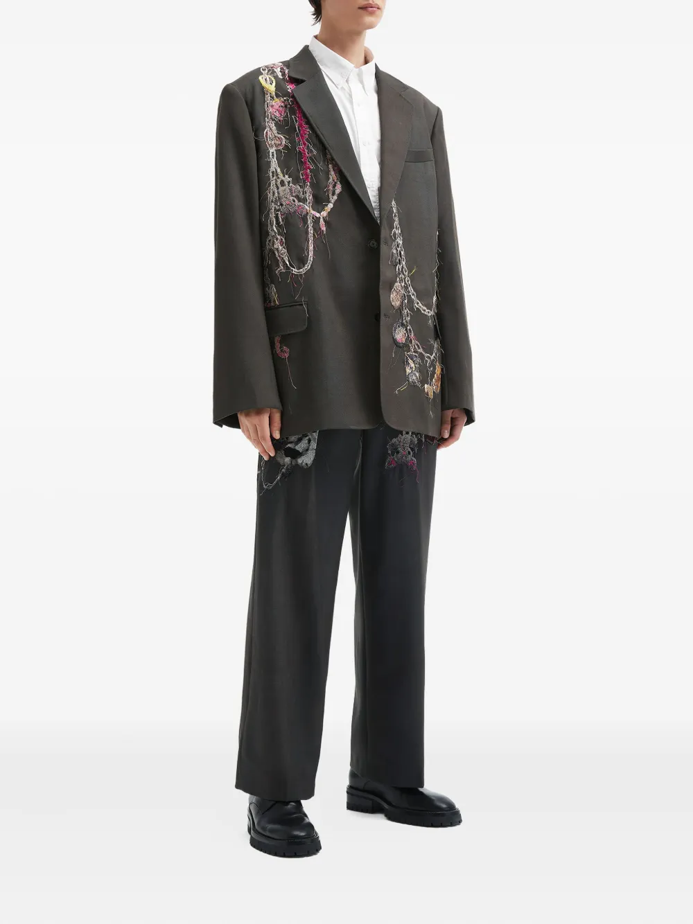 Doublet Straight broek met borduurwerk - Zwart