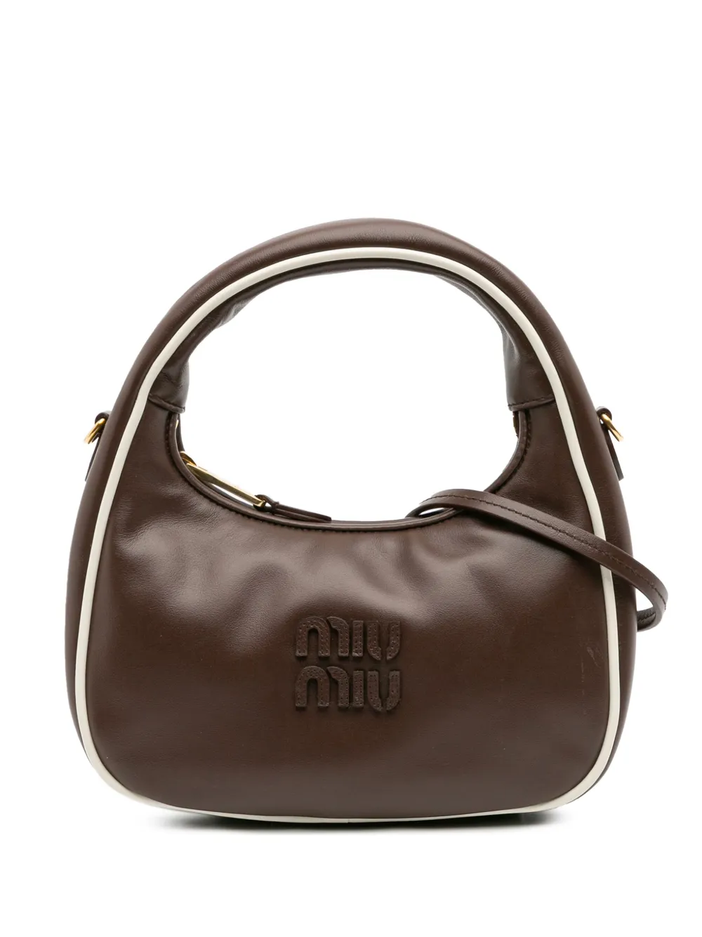 Pre-owned Miu Miu 2010-2025 Bicolor Leather Wander Bag Satchel In Brown