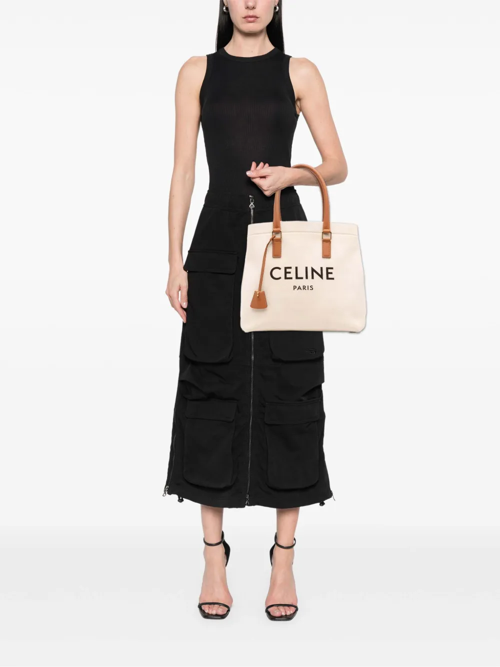 Celine Pre-Owned 2019 Small Canvas Logo Print Horizontal Cabas tote bag | Pre-Owned | Image 2